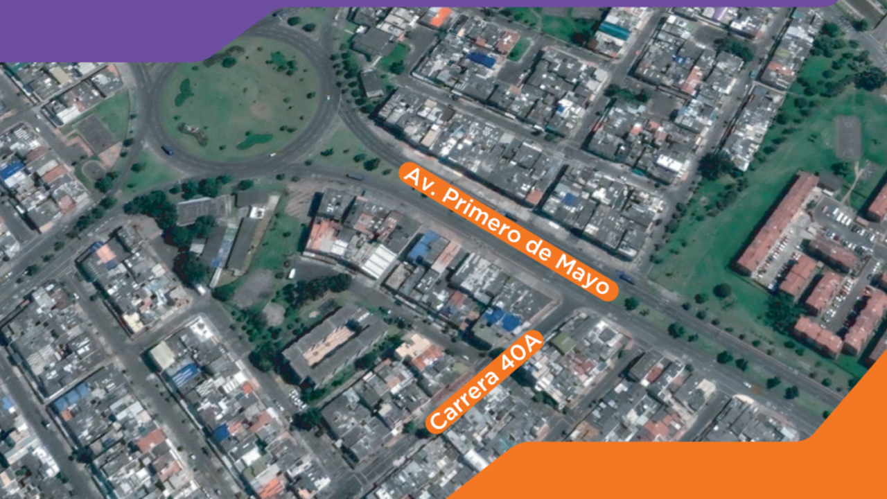 Mapa aéreo de la intersección en la av. Primero de Mayo con la carrera 40 A