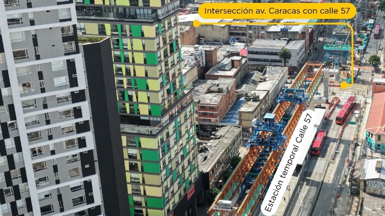 Imagen de dron de la Avenida Caracas con calle 57