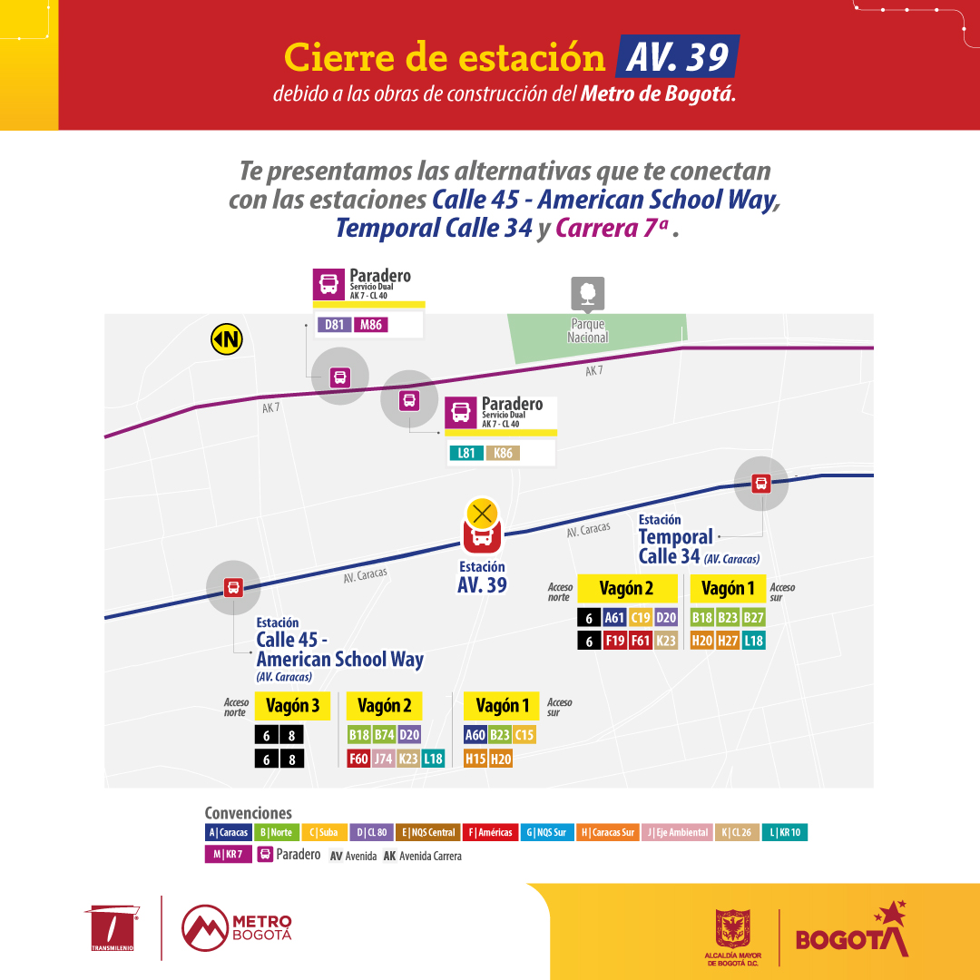 Rutas alternativas al cierre de la estación