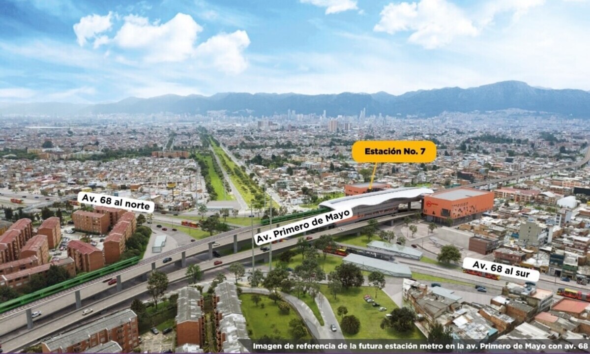 En la Avenida Primero de Mayo con Avenida 68 se localizará la estación 7 de la Primera Línea del Metro de Bogotá