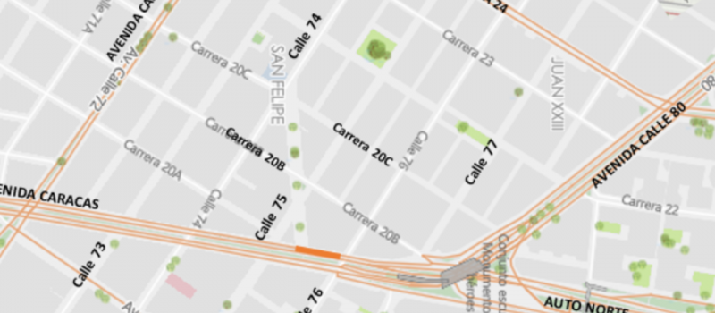 Mapa de los desvíos por el cierre vial en la avenida Caracas con calle 76