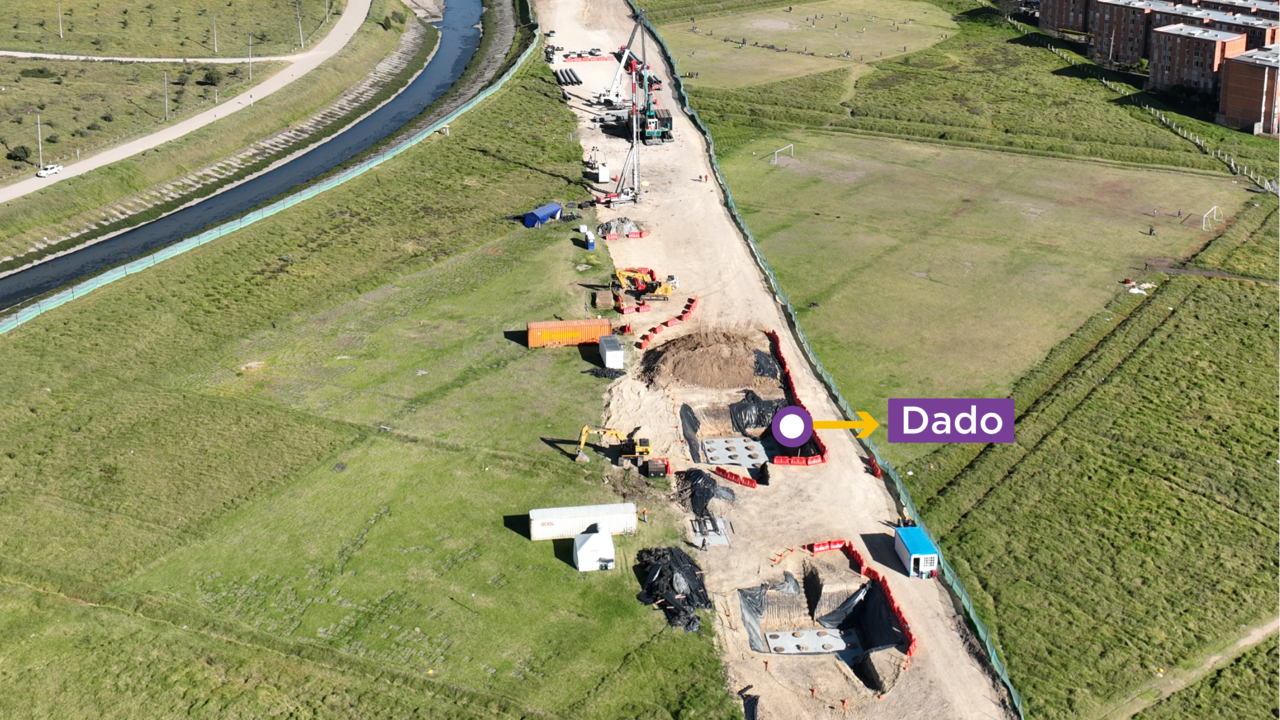 Foto de las obras cercanas al canal de Cundinamarca, en el Tramo 1 de la Primera Línea del Metro donde se empezarán a construir los dados de cimentación
