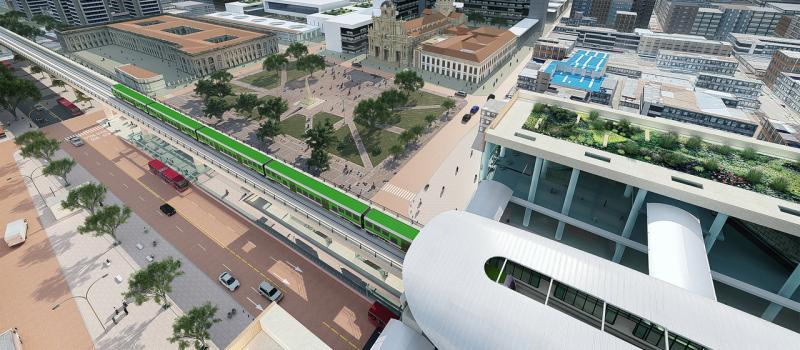 Render de la estación 11 de la Primera Línea del Metro de Bogotá