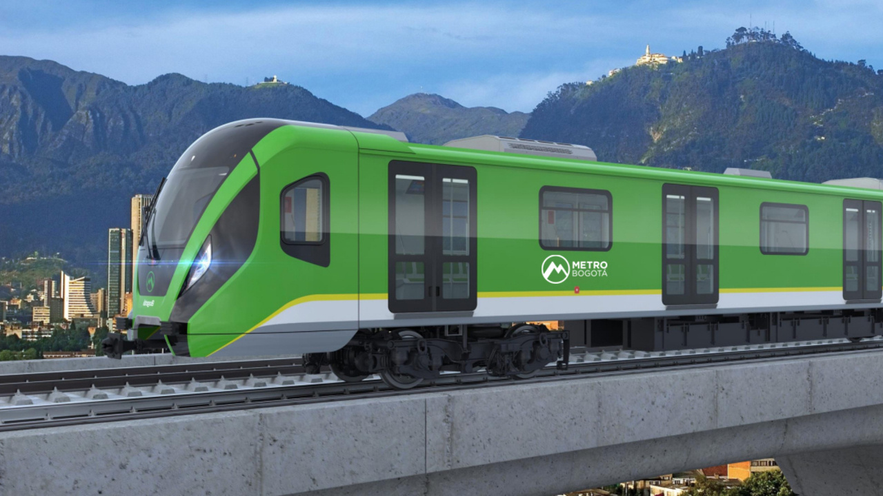 Render del tren del Metro sobre el viaducto