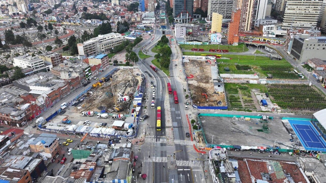 Vista aérea del área a intervenir en la avenida Caracas entre calles 24 y 26