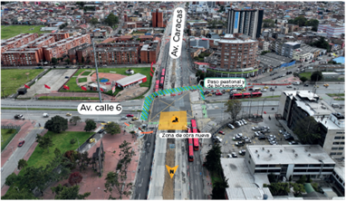 Vista aérea de la calle sexta