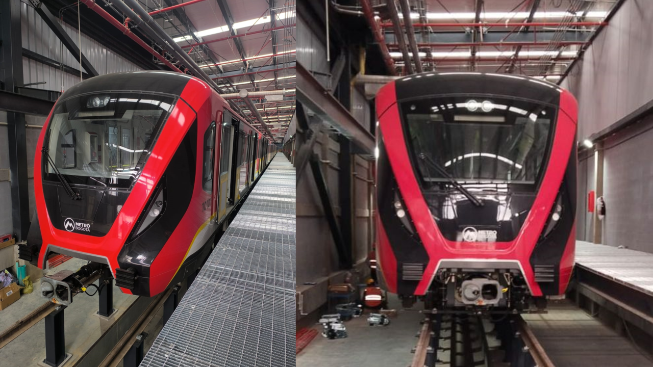 El primer tren del Metro guardado en la cochera del patio taller en Bosa