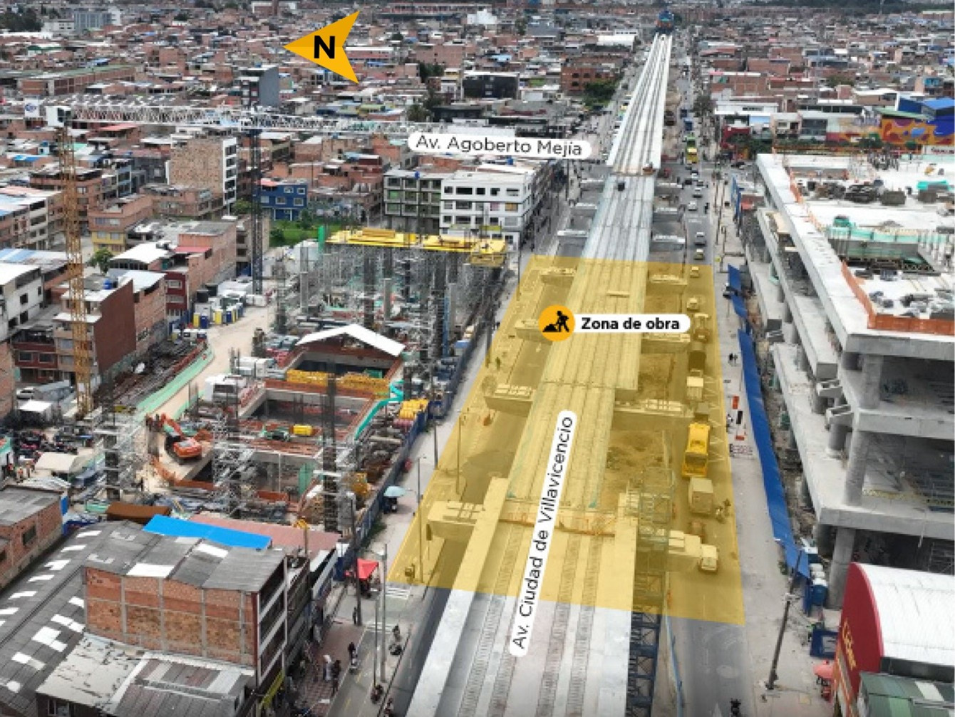 Vista aérea de la estación 3 de la Línea 1 del Metro